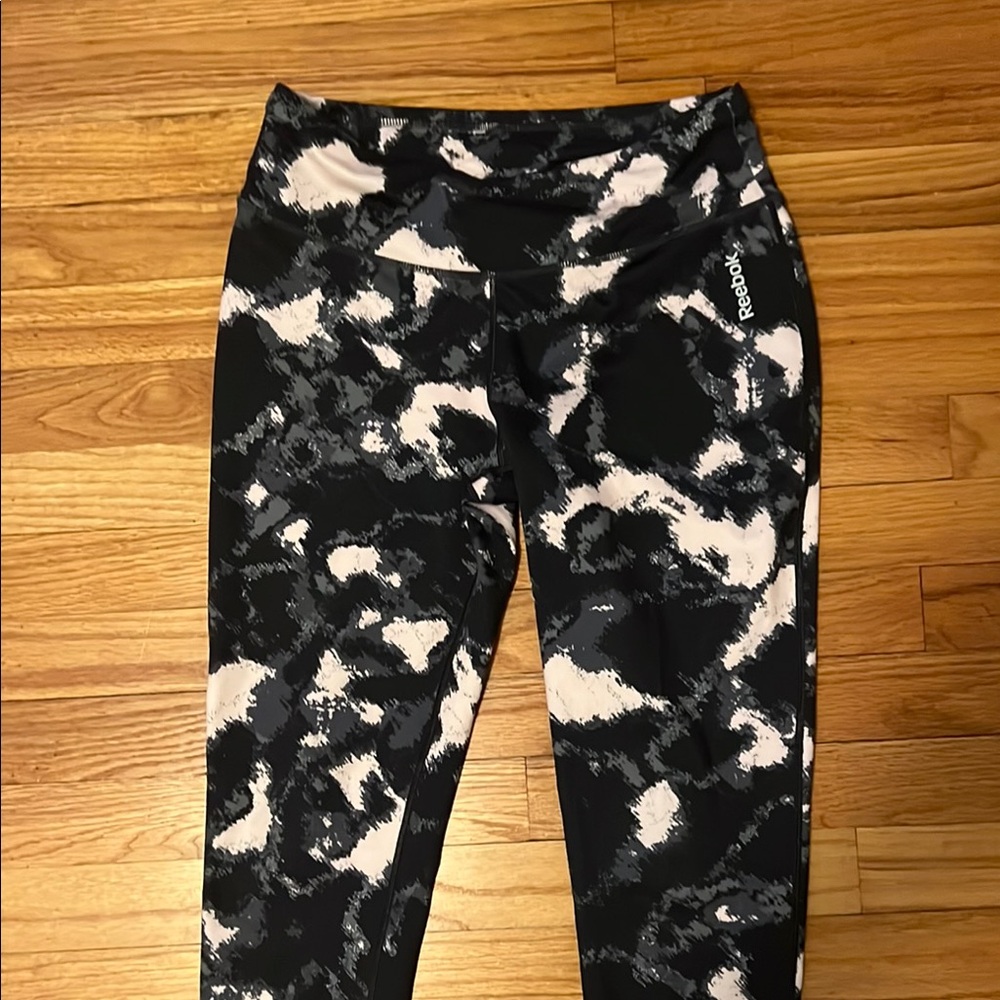 Reebok Kids Black and White Patterned Leggings